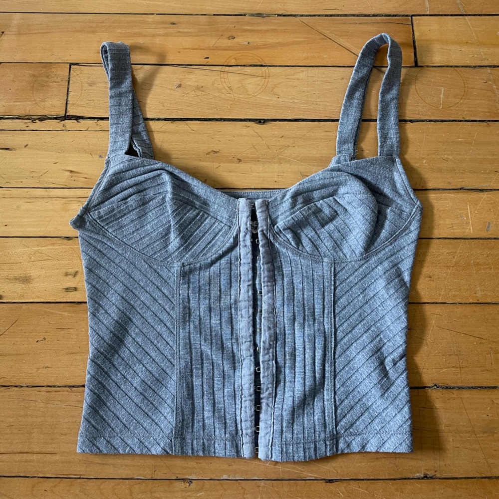Grey Free People "Serenity Corset Cami"